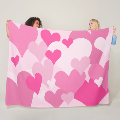 Sweet Multiple Pink Hearts pattern  Fleece Blanket