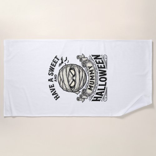 Sweet Mummy Halloween Vintage Vector Design_1 Beach Towel