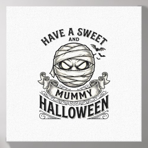 Sweet Mummy Halloween Vintage Vector Design_1 Canvas Photo Tile
