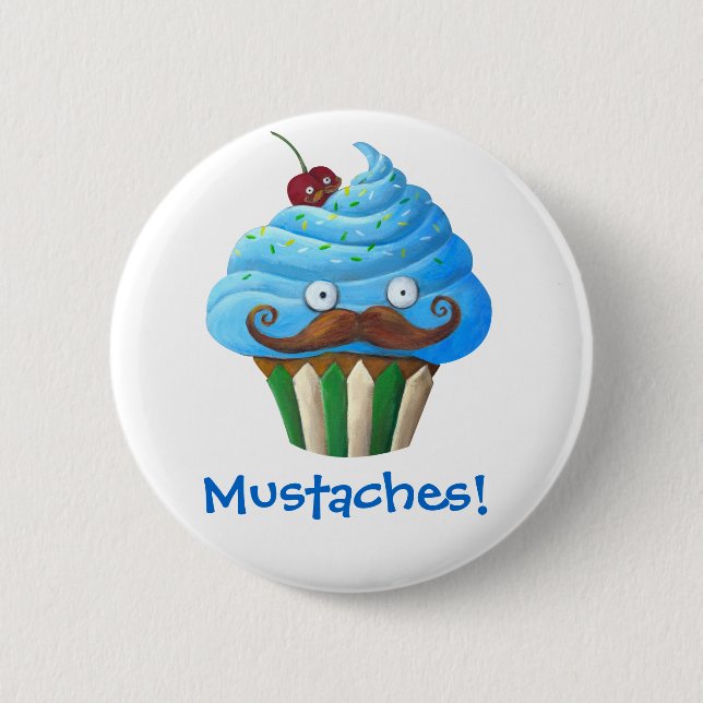 Sweet Mustached Cupcake Button (Front)