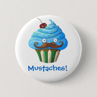 Sweet Mustached Cupcake Button