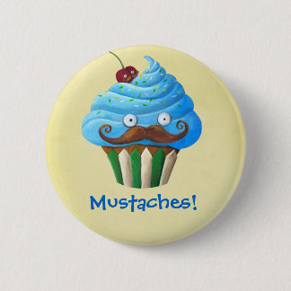 Sweet Mustached Cupcake Button
