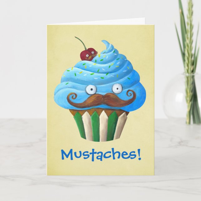 Sweet Mustached Cupcake Card (Front)