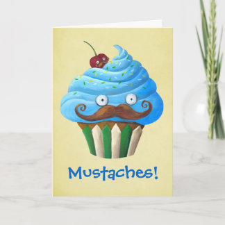 Sweet Mustached Cupcake Card