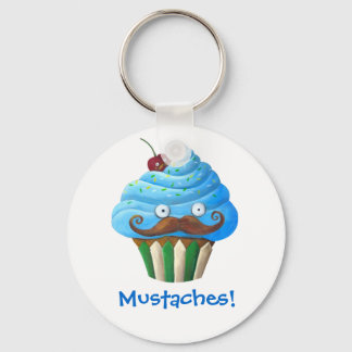 Sweet Mustached Cupcake Keychain