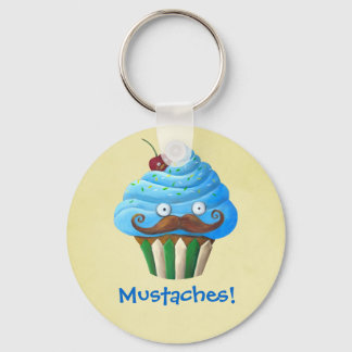 Sweet Mustached Cupcake Keychain