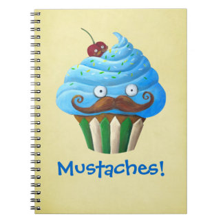 Sweet Mustached Cupcake Notebook