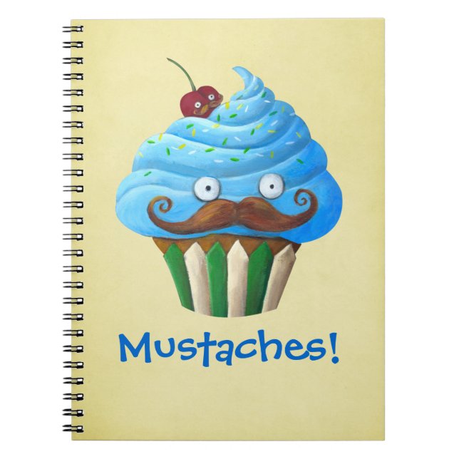 Sweet Mustached Cupcake Notebook (Front)