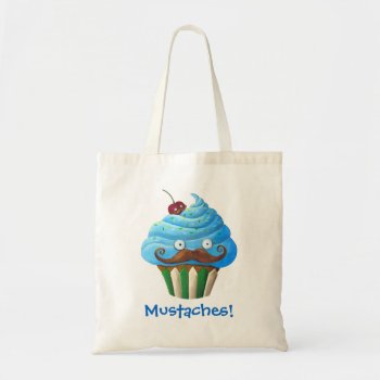 Sweet Mustached Cupcake Tote Bag by partymonster at Zazzle
