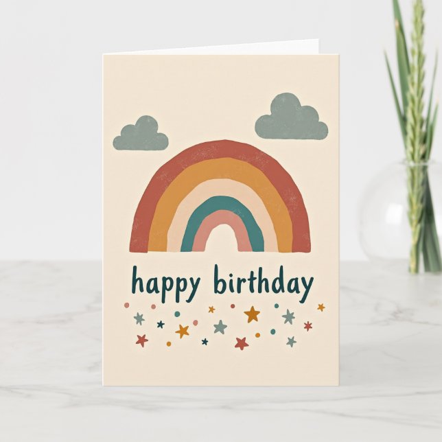 Sweet Muted Rainbow Birthday Card (Front)