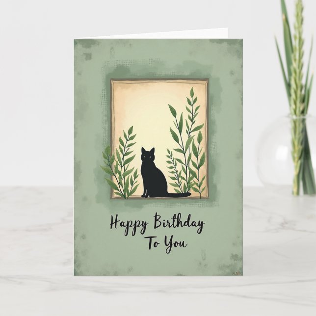 Sweet Mystic Cat Birthday Card (Front)