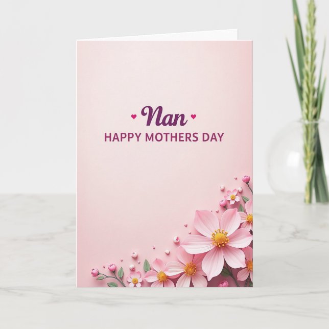 Sweet Nan Mothers Day Floral Card (Front)