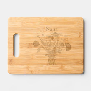 Sweet  Nana WildFlowers Custom Engraved Cutting Board
