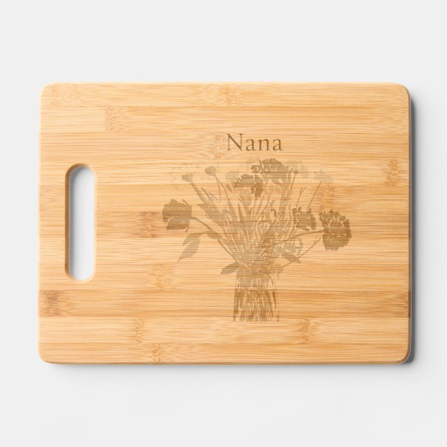 Sweet  Nana WildFlowers Custom Engraved Cutting Board (Front)