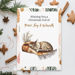 Sweet Napping Kitten Personalized Christmas Card