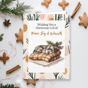 Sweet Napping Puppy Personalized Christmas Card