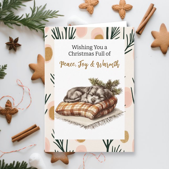 Sweet Napping Puppy | Personalized Christmas Card (Creator Uploaded)