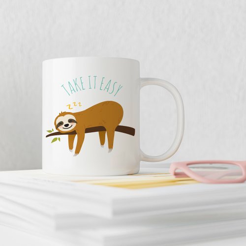 Sweet Napping Sloth Take It Easy  Coffee Mug