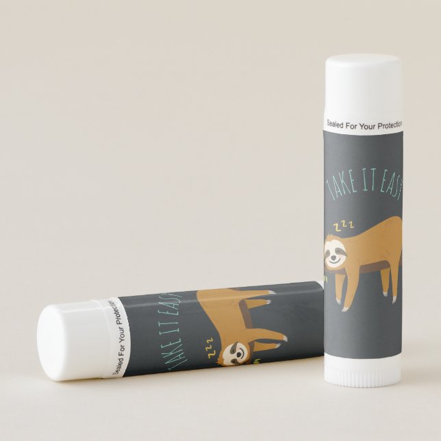 Sweet Napping Sloth "Take It Easy" Lip Balm (Front)