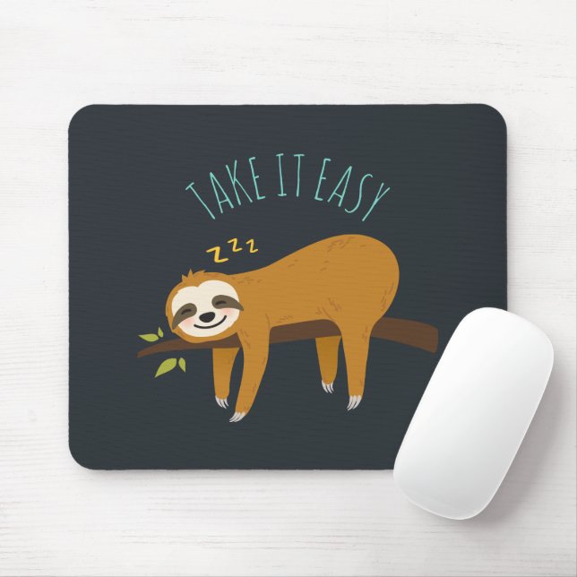Sweet Napping Sloth "Take It Easy" Mouse Pad (With Mouse)