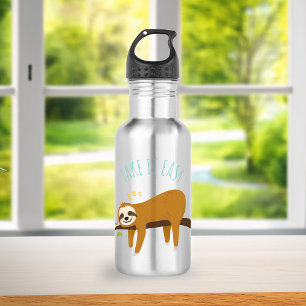 Sweet Napping Sloth "Take It Easy" Stainless Steel Water Bottle