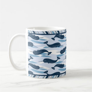 Sweet Narwhal Allover Print Navy Blue Coffee Mug