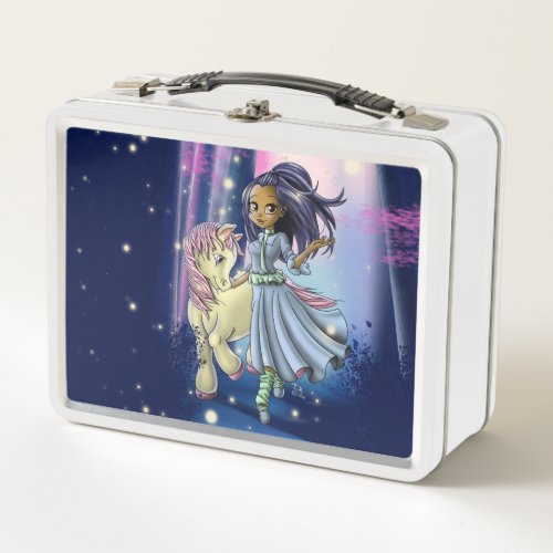 Sweet Native American Girl Metal Lunch Box