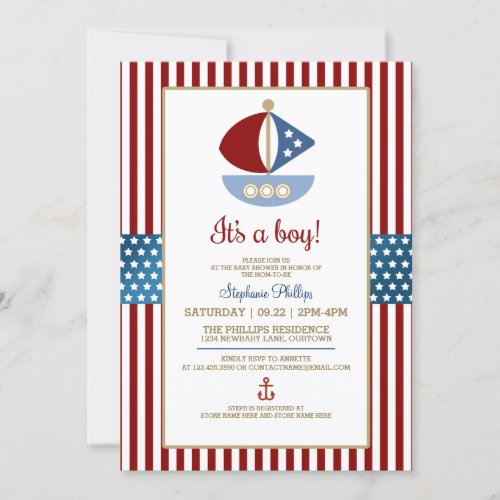 Sweet Nautical Baby Shower Invitation