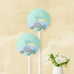 Sweet Nautical Whale Octopus Green Baby Shower Balloon