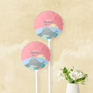 Sweet Nautical Whale Octopus Pink Baby Shower Balloon