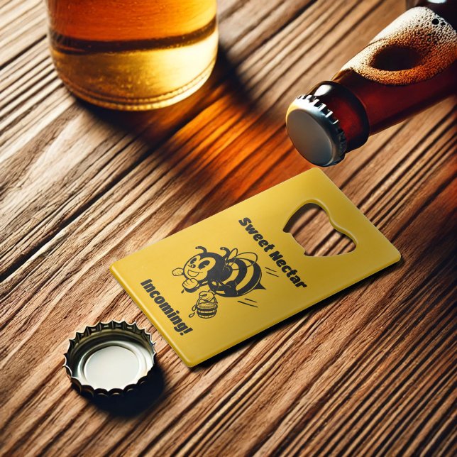 Sweet Nectar Incoming! Busy Bee Buckets Cartoon Credit Card Bottle Opener (Creator Uploaded)