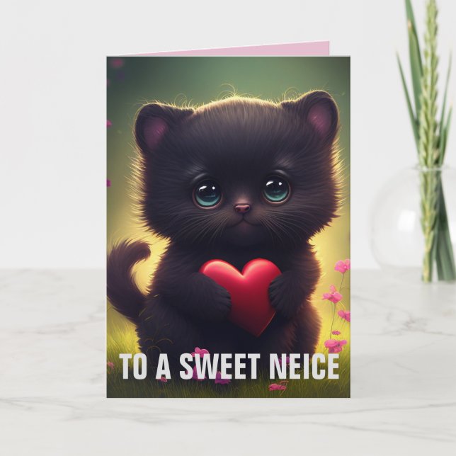 SWEET NEICE CAT BIRTHDAY CARD (Front)