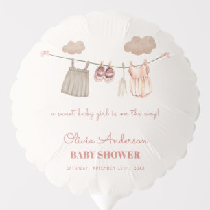 Sweet Neutral Pink Boho Baby Girl Clothes Shower Balloon