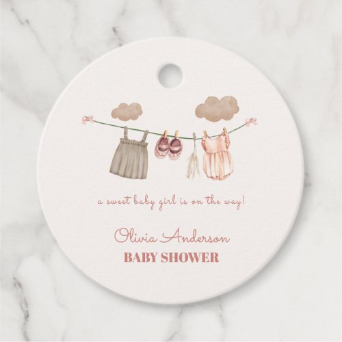 Sweet Neutral Pink Boho Baby Girl Clothes Shower Favor Tags