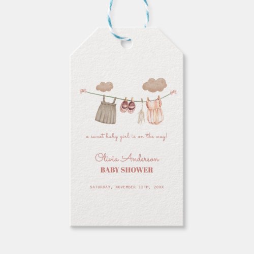 Sweet Neutral Pink Boho Baby Girl Clothes Shower Gift Tags
