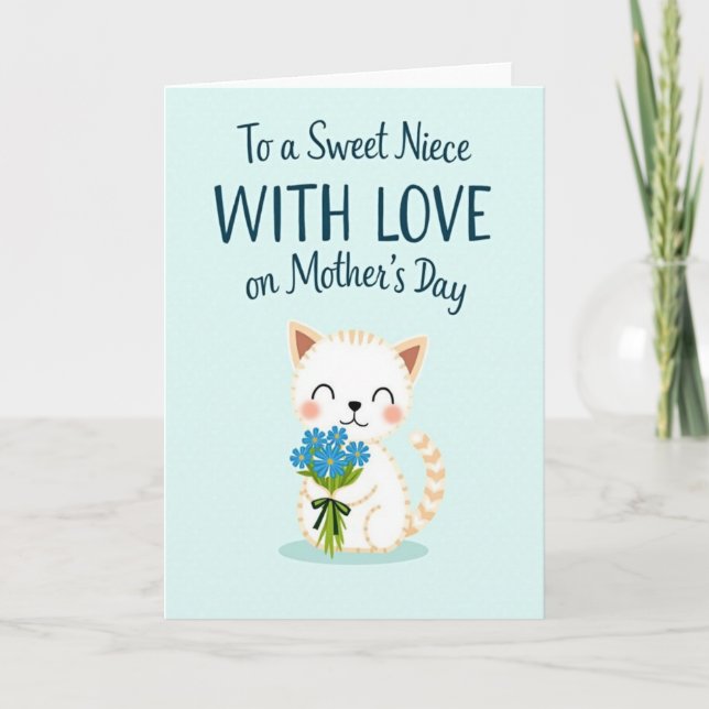 Sweet Niece Mothers Day Feline Card (Front)