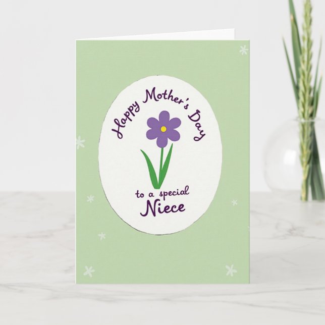 Sweet Niece Mothers Day Oval Card (Front)