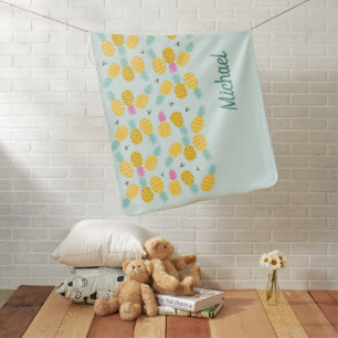 Sweet nursery Baby boy with name Baby Blanket