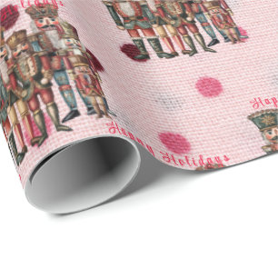Sweet Nutcrackers and Polka Dots Pink Wrapping Paper
