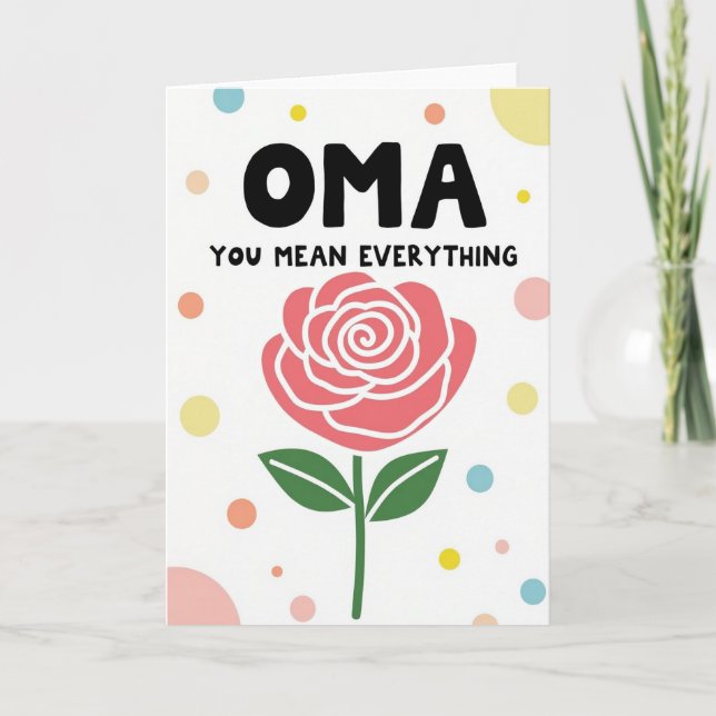 Sweet Oma Rose Illustration Card (Front)
