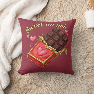 Sweet on You Chocolate Valentine design Throw Pillow
