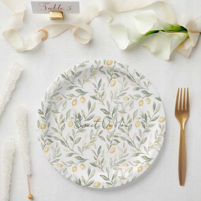 Sweet On You Lemons Wedding Paper Plates (Wedding)