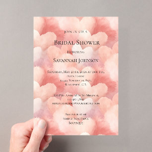 Sweet On You Pink Peach Hearts Bridal Shower Acrylic Invitations