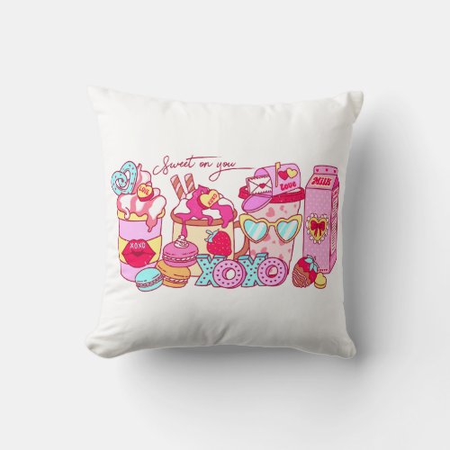 Sweet On You Valentines Day Throw Pillow