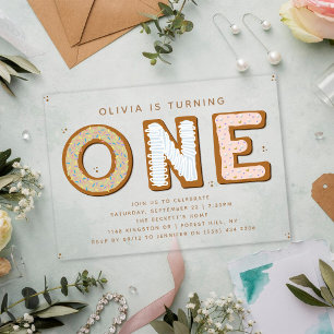 Sweet ONE 1st Birthday Acrylic Invitations