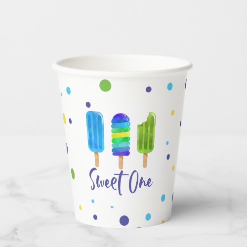 Sweet One 1st Birthday blue green Paper Cups
