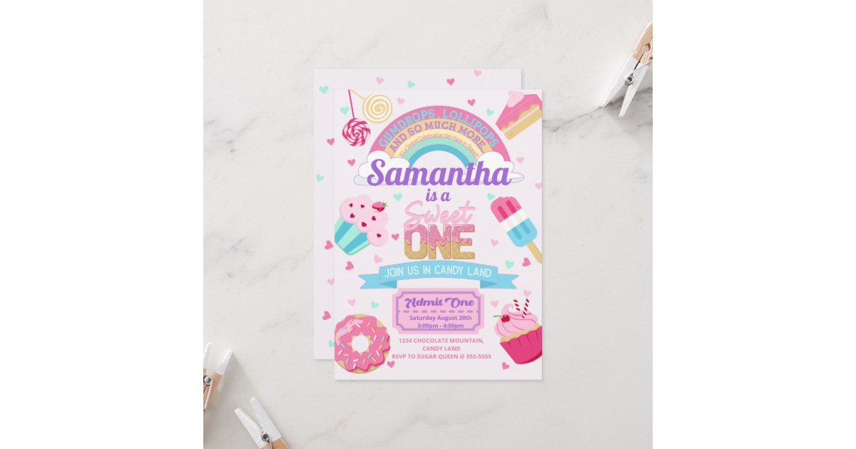 Sweet One 1st Birthday Candy Land Party Invitation | Zazzle