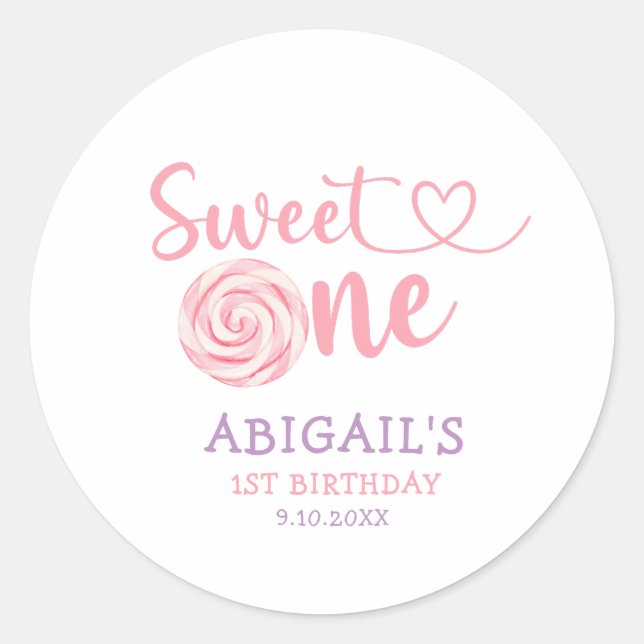 "SWEET ONE" 1ST BIRTHDAY  CLASSIC ROUND STICKER (Front)