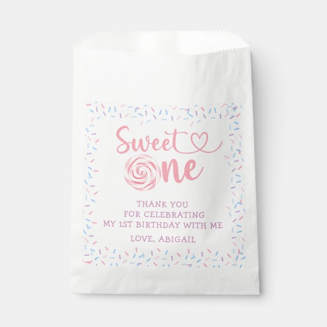 "SWEET ONE" 1ST BIRTHDAY Favor Bags (Front)