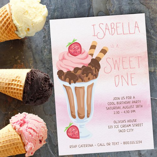 Sweet One 1st Birthday Ice Cream Invitation